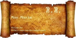 Max Maxim névjegykártya